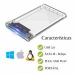 Gaveta Case 2.5 Sata HD PC Ext. USB 3.0 HD e SSD Transparente Kp