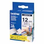 Fita Brother TZE231 12mm preto/branco