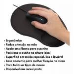 Mouse Pad c/Apoio Pulso silicone e tecido 23cm x 19cm Pad Mouse Preto Ebx