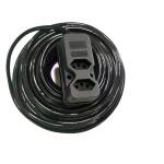 Cabo de Extensão Elétrica com 20 Metros 2 Pinos Macho e 2 Tomadas Tripolar Femea Preta