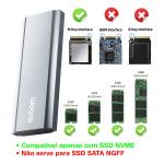 Gaveta Case Para Ssd Nvme M.2 2280 Pcie M-key Usb Tipo-c E Usb 3.1