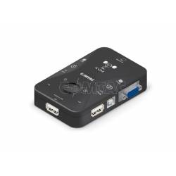 Chaveador KVM 2x1 3 USB 2.0 p/Teclado,Mouse e Pen-drive cq9250 Comtac