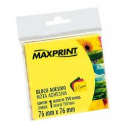Bloco Adesivo Neon 76x76mm Cores Diversas Maxprint