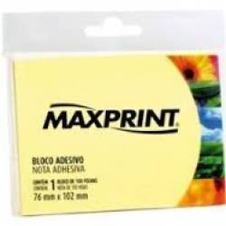 Bloco Adesivo G 76x102mm Maxprint Amarelo