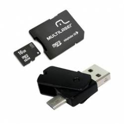Pen-Drive USB 2.0 c/Adap de Cartão Memoria Micro SD 16gb HD Classe 10 mLtMC131 Multilaser