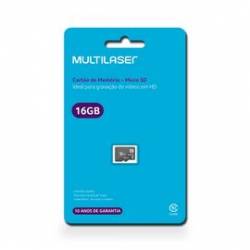 Cartão Memoria Micro SD 16gb HD Classe 10 mLtMC143 Multilaser