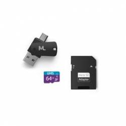 Pen-Drive USB 2.0 c/Adap de Cartão Memoria Micro UHS-SD 64gb HD Classe 10 Até 80Mb/s mLtMC152 Multilaser