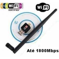 Wireless Rede Usb Até 1800Mbps Mini c/Antena Wifi-n
