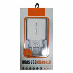 Carregador Plug Portatil de Parede 2 Pinos c/2 USB Celular e Outros Branco Hmaster Dani