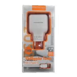 Carregador p/Celular e Divs Type-C Tipo C Rapido Fast 3.1A c/2 USB Branco Hmaster