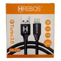 Cabo USB p/ Iphone Ipod/Ipad/Ipad 1mt Nylon Turbo 3.0 Hrebos