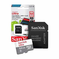CARTAO MICROSD SANDISK ULTRA MICROSDHC/MICROSDXC UHS-I 64GB COM ADAPTADOR