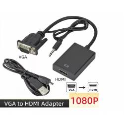 Cabo Adaptador Conversor VGA para HDMI com Áudio e Vídeo 1080p Alimentação por USB