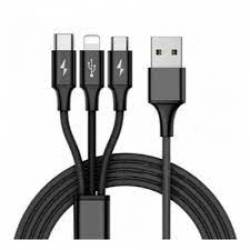 Cabo USB 1mt 1x3 para V8, TYPE C Tipo C, Iphone Le851 ITB