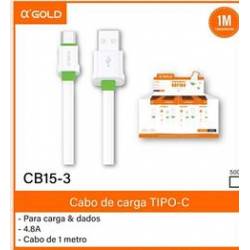 Cabo USB Tipo C Type C com 1.0mt até 4.8A Rápido Cb153 AGold