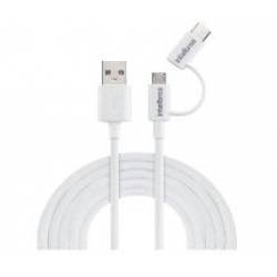 Cabo USB - Micro USB + USB-C 1,2m PVC Branco EUABC 12PB Intelbras