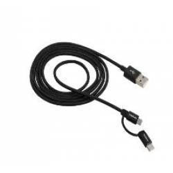 Cabo USB - Micro USB + USB-C 1,5m Nylon Preto EUABC 15NP Intelbras