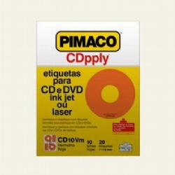 Etiqueta p/ DVD/CDCD10Vm Vermelho Pimaco