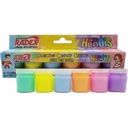 Tinta Guache Candy Color c/6 Cores Tons Pastel Radex