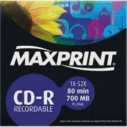 Midia CD-R 700mb c/Cx Cartão Maxprint