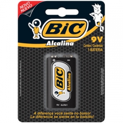 Bateria 9v Pilha Alcalina Bic